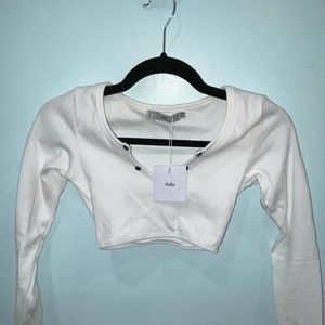 Adika Long Sleeve White Crop Top XS